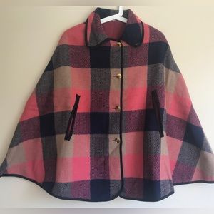 Vintage 1960s/70s Reversible Pink + Plaid Wool Cape